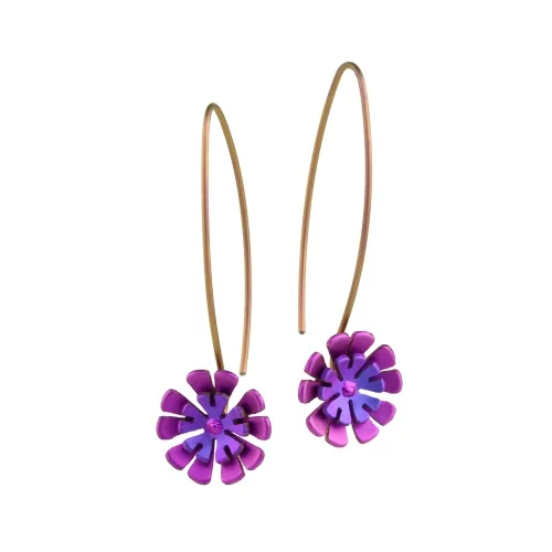 Double Ten Pink Petal Flower Drop Earrings